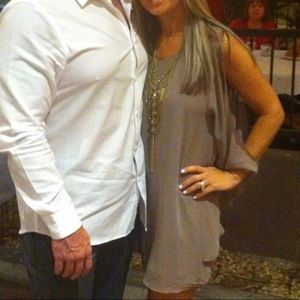 Boutique taupe color shift dress sz s